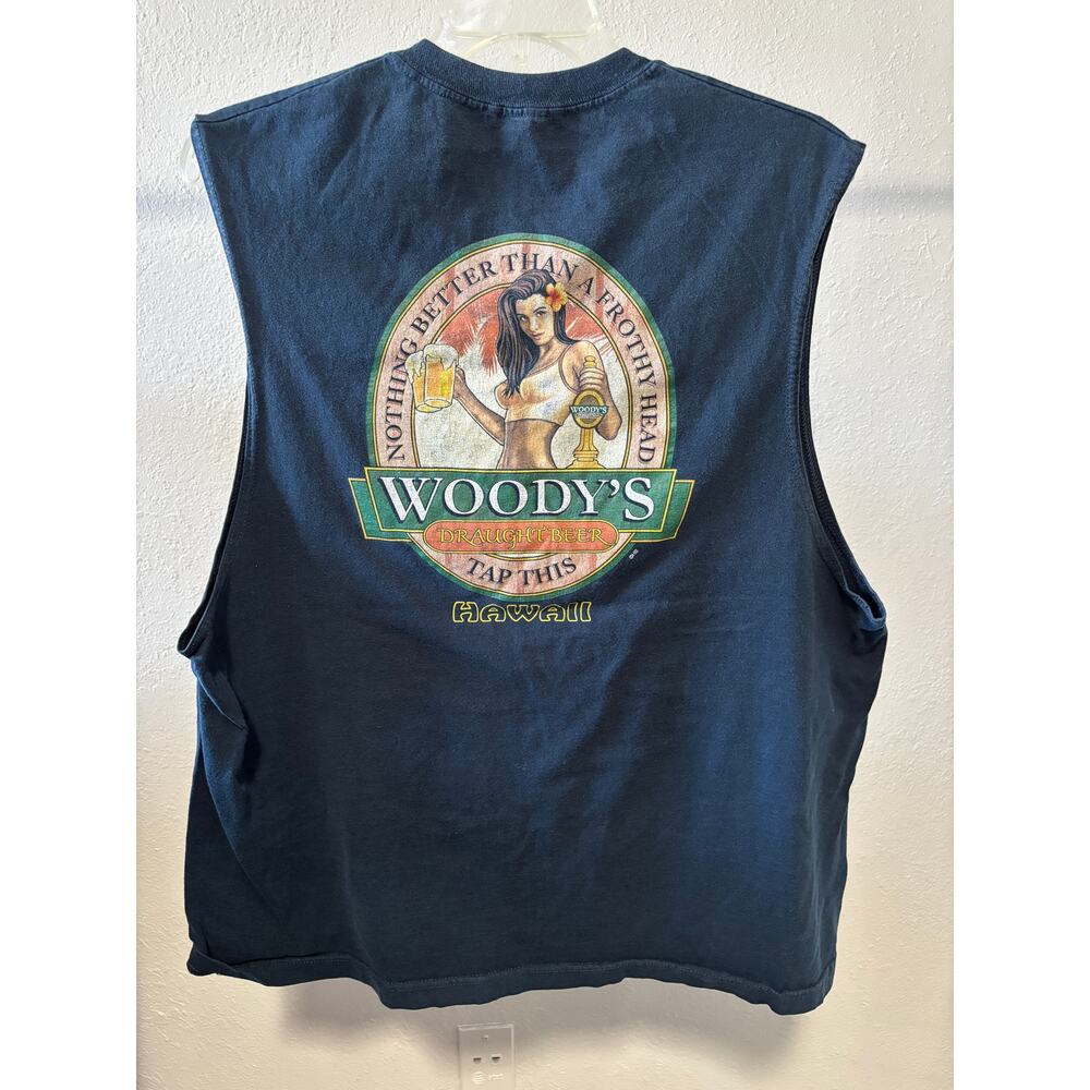 Woody's Drougght Beer Hawaii T Shirt Mens Size XXL Blue